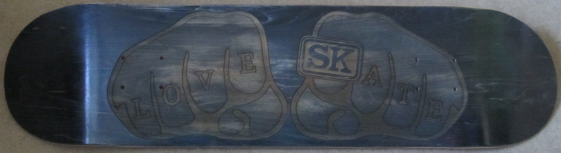 Love Skate laser engraved skateboard